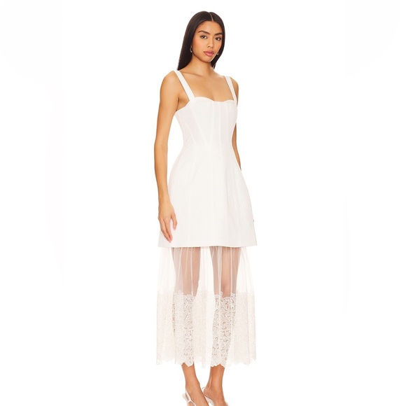 SIMKHAI Callan Bustier Midi Dress in Ivory - Picture 2 of 5